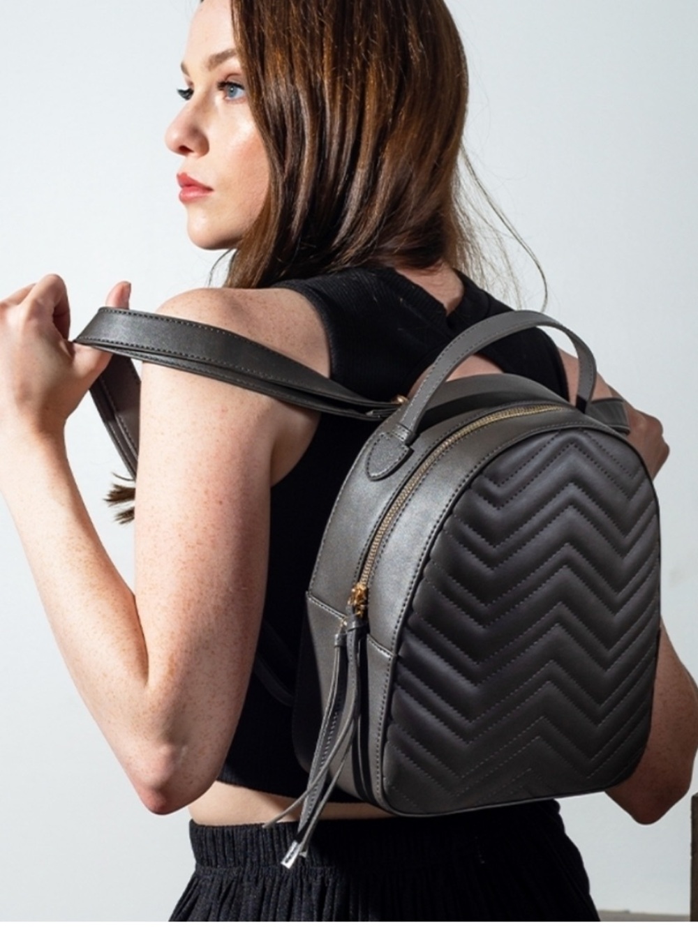 Henny + Lev Quilted Chevron backpack